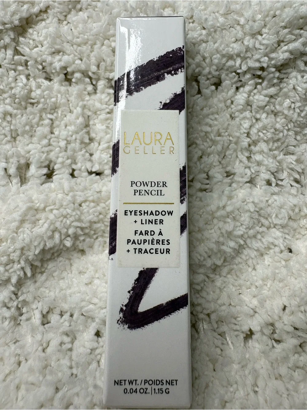 Laura Geller Powder Pencil Eyeshadow + Liner - White & Gold Box in Amethyst